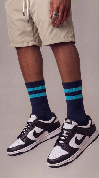 Old school azul con turquesa calcetín
