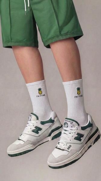 I'm fine calcetín blanco