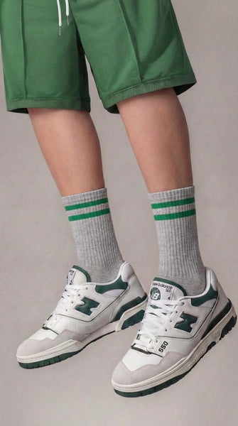 Old school gris con verde calcetín